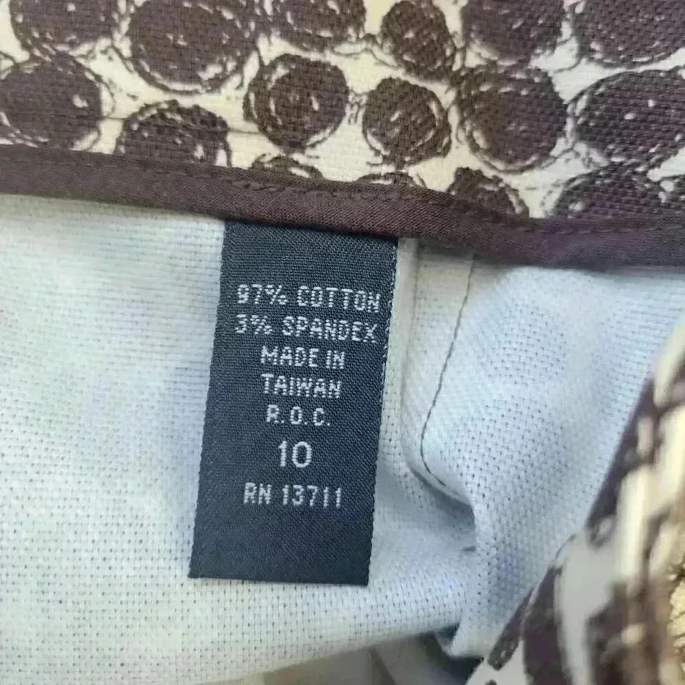 Ideology Women's Ivory & Brown Poly Circle Print Straight Skirt w Stud Accents - Picture 14 of 14